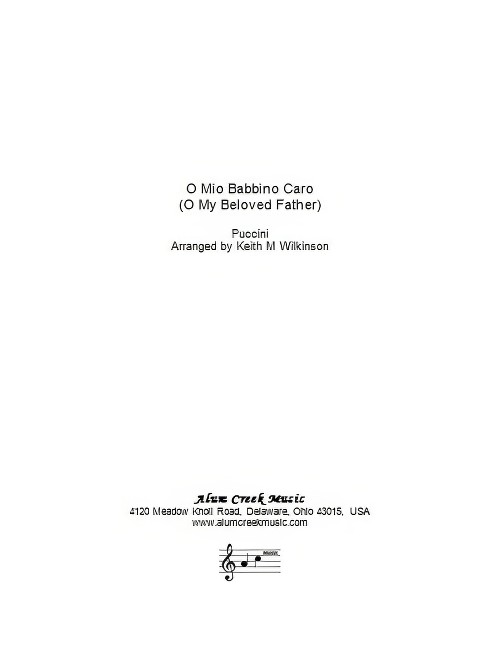 O Mio Babbino Caro (Trombone Solo with Brass Band - Score and Parts)