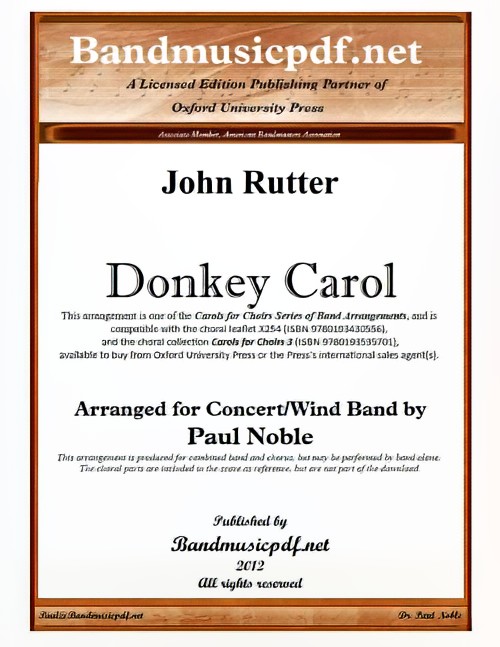 Donkey Carol (Concert Band with Optional Choir - Score and Parts)