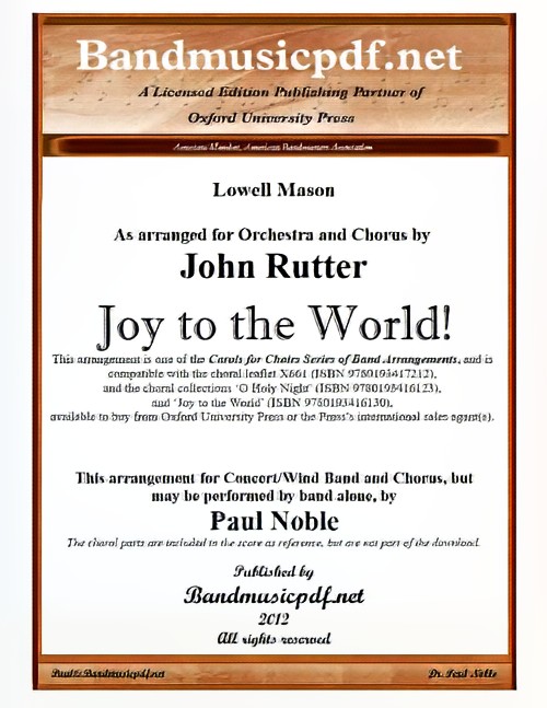 Joy to the World (Concert Band with Optional Choir - Score and Parts)