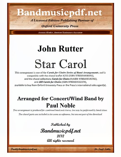 Star Carol (Concert Band with Optional Choir - Score and Parts)