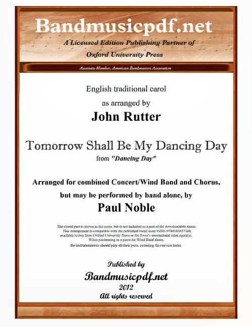 Tomorrow Shall Be My Dancing Day (Concert Band with Optional Choir - Score and Parts)