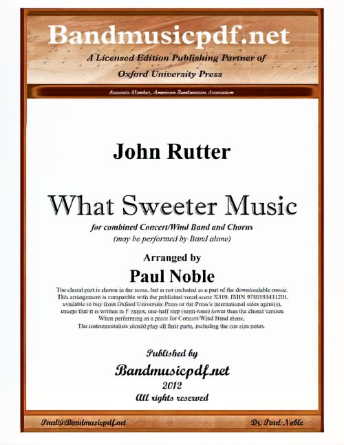 What Sweeter Music (Concert Band with Optional Choir - Score and Parts)