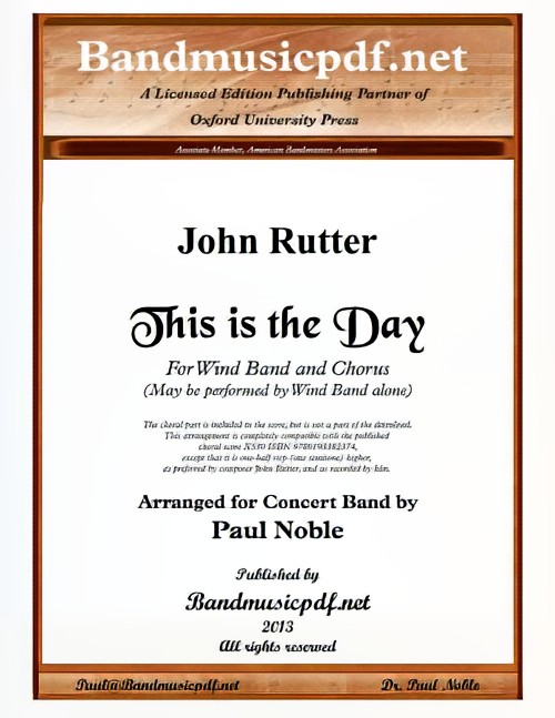 This is the Day (Concert Band with Optional Choir - Score and Parts)