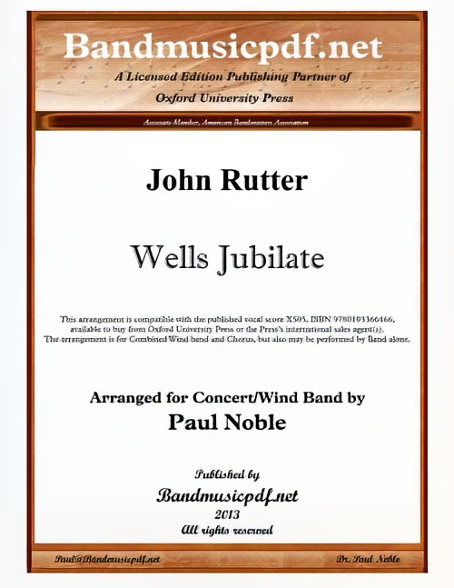 Wells Jubilate (Concert Band with Optional Choir - Score and Parts)