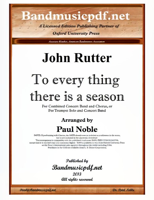 To Every Thing There is a Season (Concert Band with Choir or Trumpet Solo - Score and Parts)