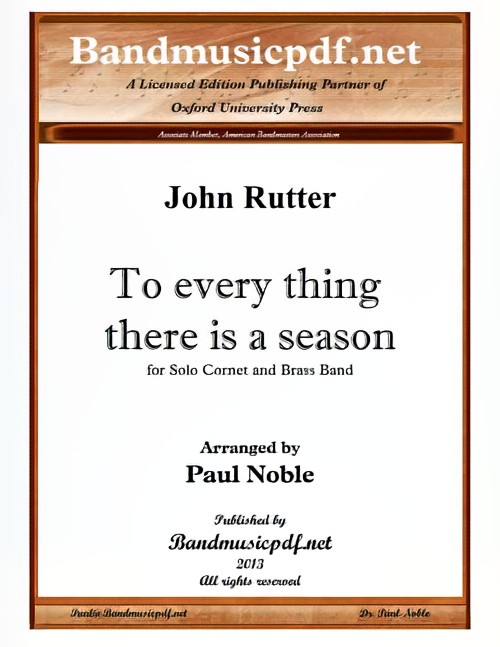 To Every Thing There is a Season (Cornet Solo with Brass Band - Score and Parts)