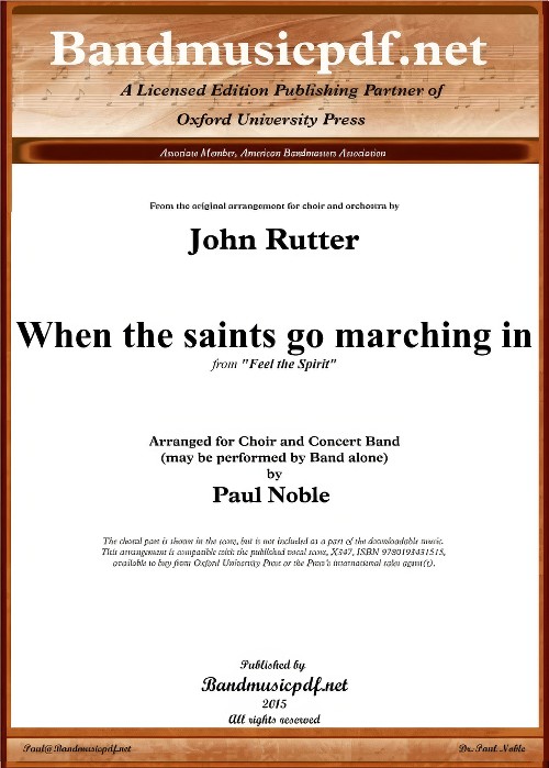 When the Saints Go Marching In (from Feel the Spirit) (Concert Band with Optional Choir - Score and Parts)