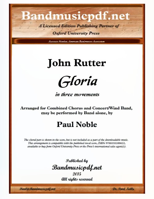 Gloria (Concert Band with opt. Choir - Score and Parts)