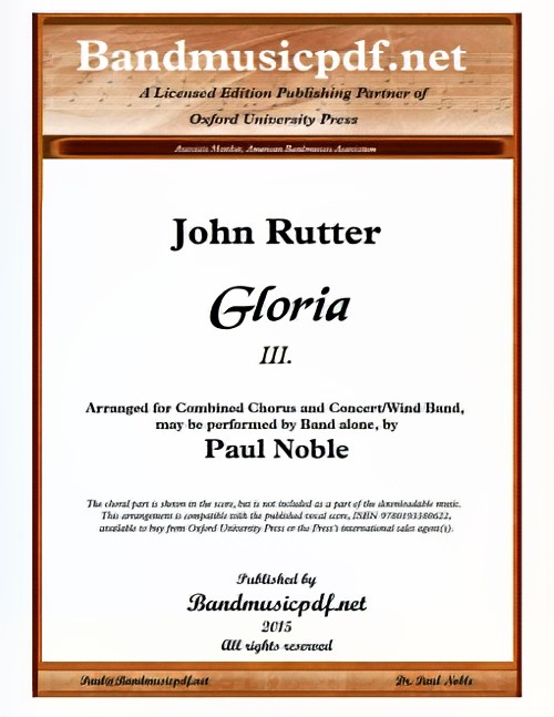 Gloria, Movement III (Concert Band with opt. Choir - Score and Parts)