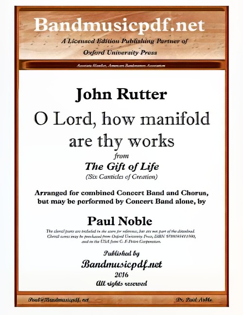 O Lord, How Manifold are Thy Works (from The Gift of Life) (Concert Band with Optional Choir - Score and Parts)