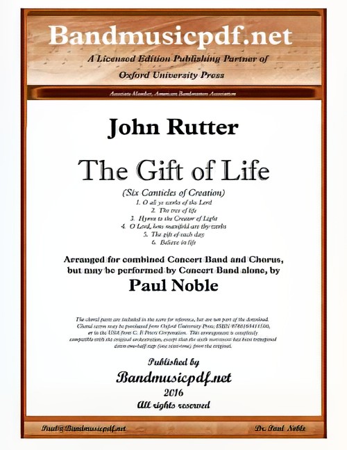 The Gift of Life (Concert Band with Optional Choir - Score and Parts)