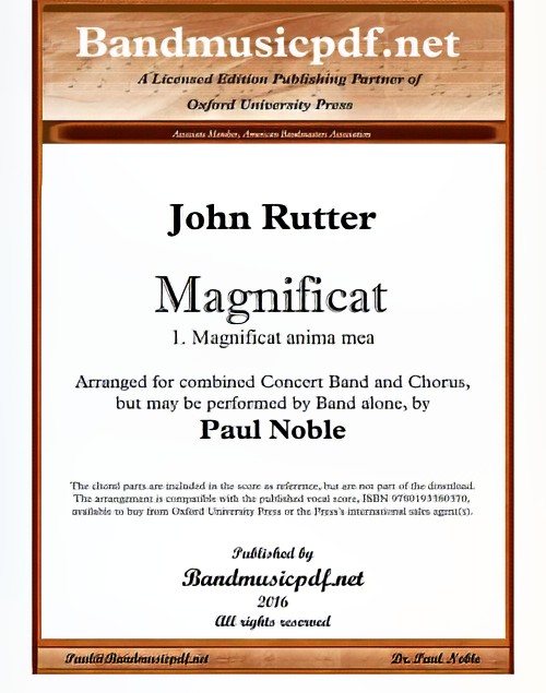 Magnificat Anima Mea (from Magnificat) (Concert Band with Optional Choir - Score and Parts)