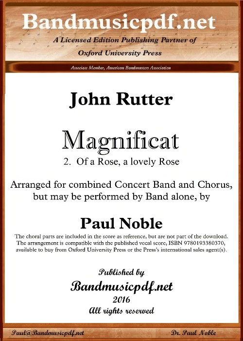 Of a Rose, a Lovely Rose (from Magnificat) (Concert Band with Optional Choir - Score and Parts)