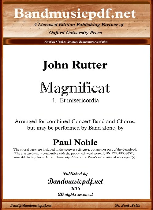 Et Misericordia (from Magnificat) (Concert Band with Optional Choir - Score and Parts)