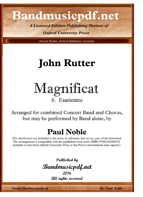 Esurientes (from Magnificat) (Concert Band with Optional Choir - Score and Parts)