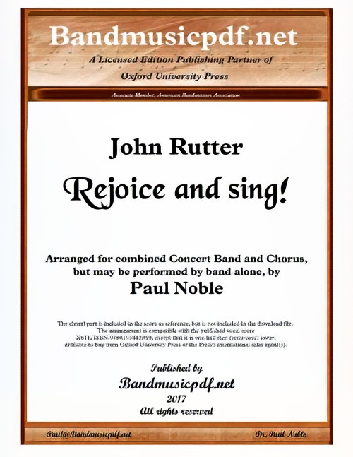 Rejoice and Sing! (Concert Band with Optional Choir - Score and Parts)