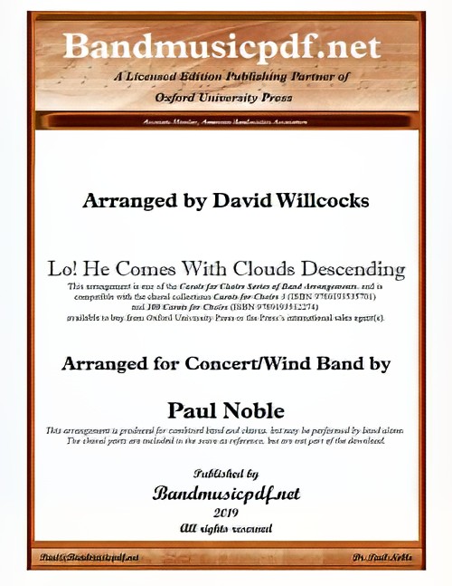 Lo! He Comes with Clouds Descending (Concert Band with Optional Choir - Score and Parts)