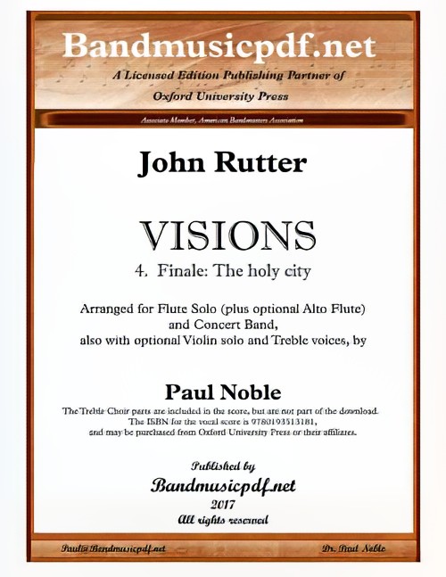 Finale: The Holy City (from Visions) (Flute or Violin Solo with Concert Band and Optional Treble Choir - Score and Parts)