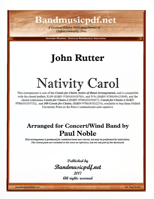 Nativity Carol (Concert Band with Optional Choir - Score and Parts)