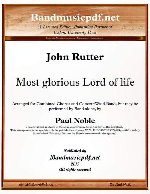 Most Glorious Lord of Life (Concert Band with Optional Choir - Score and Parts)