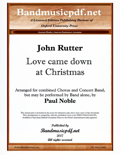 Love Came Down at Christmas (Concert Band with Optional Choir - Score and Parts)