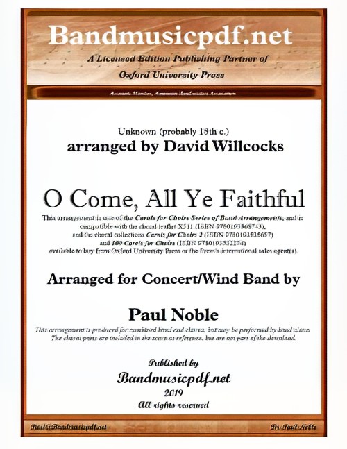 O Come, All Ye Faithful (Concert Band with Optional Choir - Score and Parts)