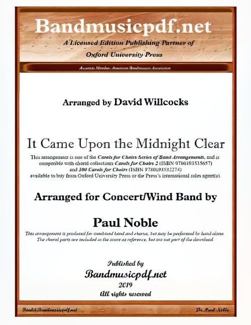 It Came Upon the Midnight Clear (Concert Band with Optional Choir - Score and Parts)