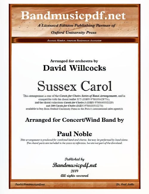 Sussex Carol (Concert Band with Optional Choir - Score and Parts)