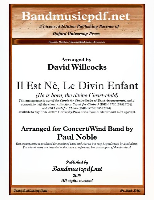 Il Est Ne, le Divin Enfant (Concert Band with Optional Choir - Score and Parts)