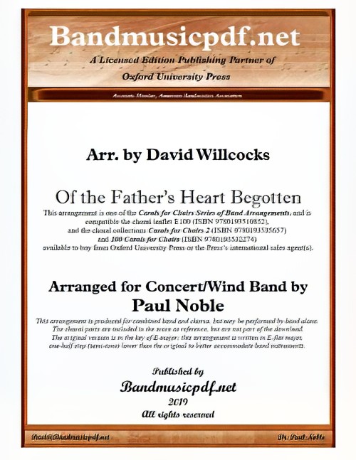 Of the Father's Heart Begotten (Concert Band with Optional Choir - Score and Parts)