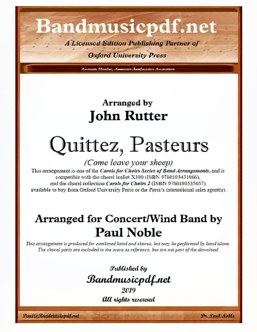 Quittez, Pasteurs (Come, Leave Your Sheep) (Concert Band with Optional Choir - Score and Parts)