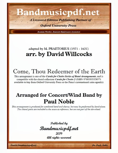 Come, Thou Redeemer of the Earth (Concert Band with Optional Choir - Score and Parts)