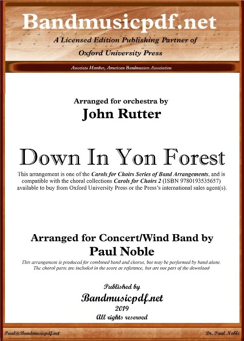 Down in Yon Forest (Concert Band with Optional Choir - Score and Parts)