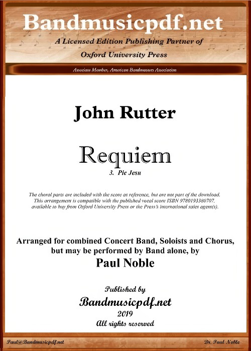 Pie Jesu (from Requiem) (Concert Band with Optional Choir - Score and Parts)