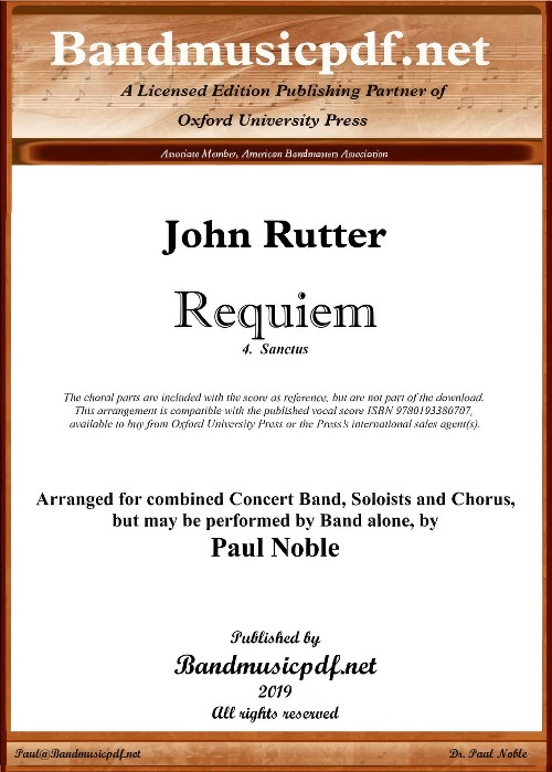 Sanctus (from Requiem) (Concert Band with Optional Choir - Score and Parts)