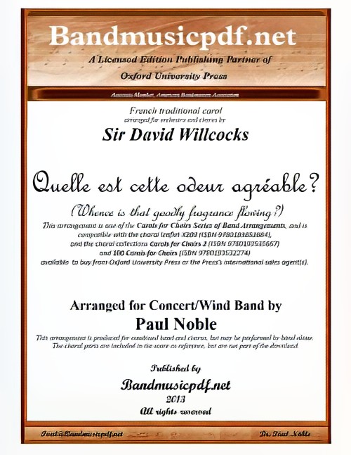 Quelle est Cette Odeur Agreable (Whence is That Goodly Fragrance Flowing?) (Concert Band with Optional Choir - Score and Parts)