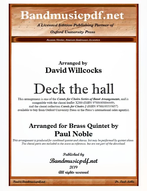 Deck the Hall (Brass Quintet with Optional Choir - Score and Parts)